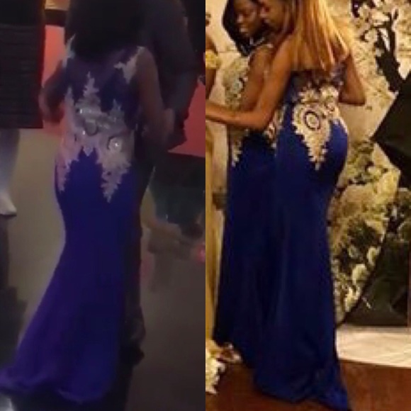 Royal blue cocktail evening gown dress - Picture 2 of 2